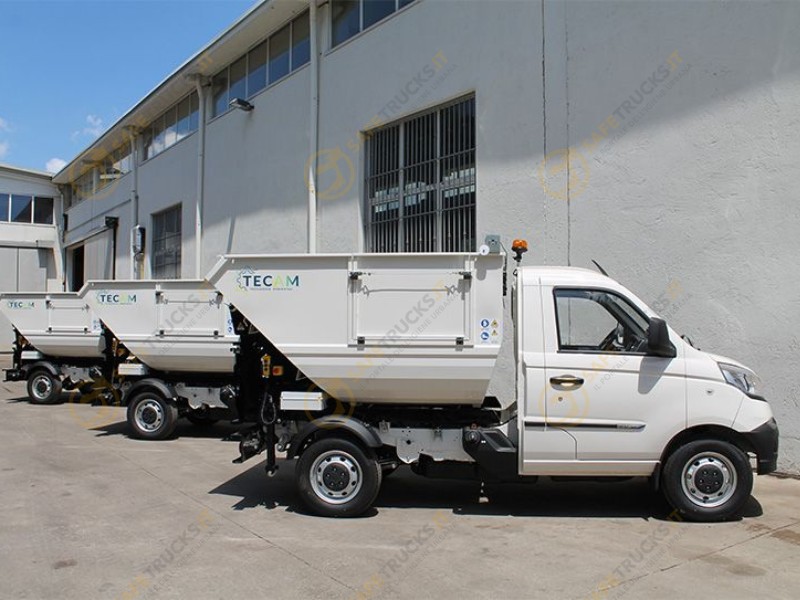 scheda tecnica PIAGGIO PORTER NP6 TW P.3.000 gemellato Tecam MV4 vasca RSU 4mc e forche DIN 1100 rifiuti camion