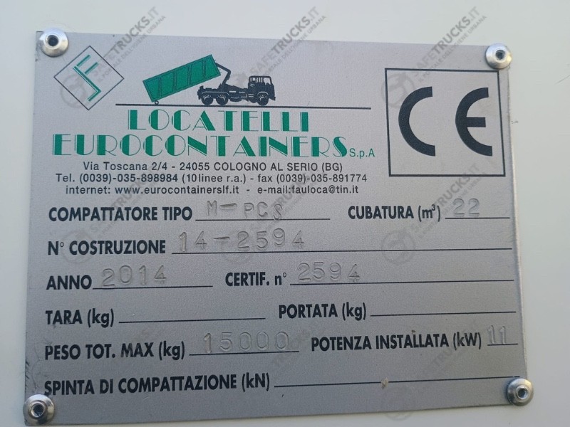 compattatore scarrabile vasto assortimento di container scarrabili  Locatelli compattazione monopala